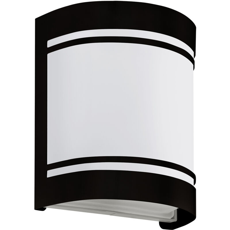 foto del prodotto applique esterno contemporanea cerno metallo nero vetro bianco 1 luce e27