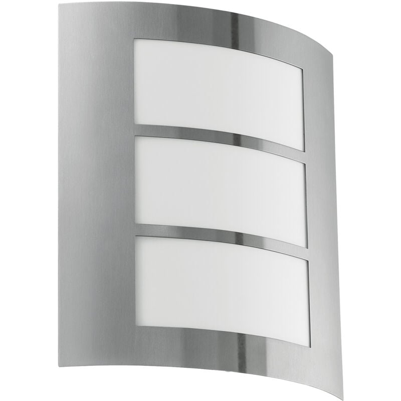 foto del prodotto applique esterno contemporanea city acciaio argento e bianco 1 luce e27