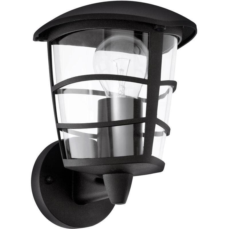 foto del prodotto applique esterno moderna aloria alluminio nero policarbonato trasp 1 luce e27