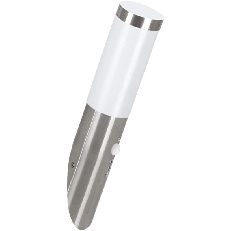 foto del prodotto applique esterno sensore helsinki acciaio argento policarbonato bianco led