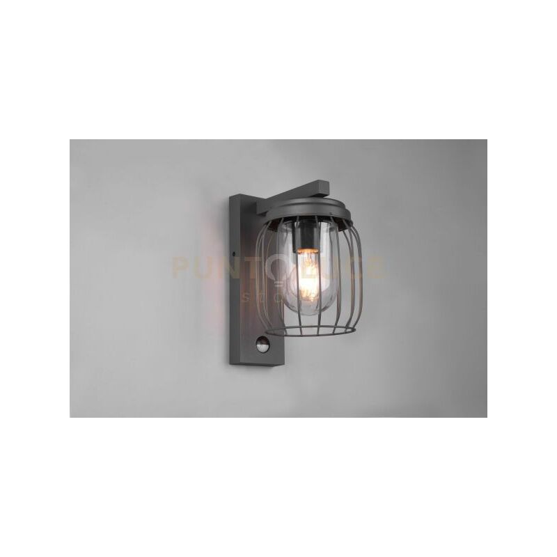 foto del prodotto applique esterno tuela con gabbia diffusore bianco ip44 h.28cm con sensore movimento antracite 210869142