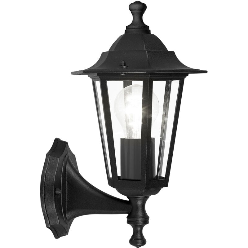 foto del prodotto applique esterno verso alto classica laterna 4 alluminio nero 1 luce e27