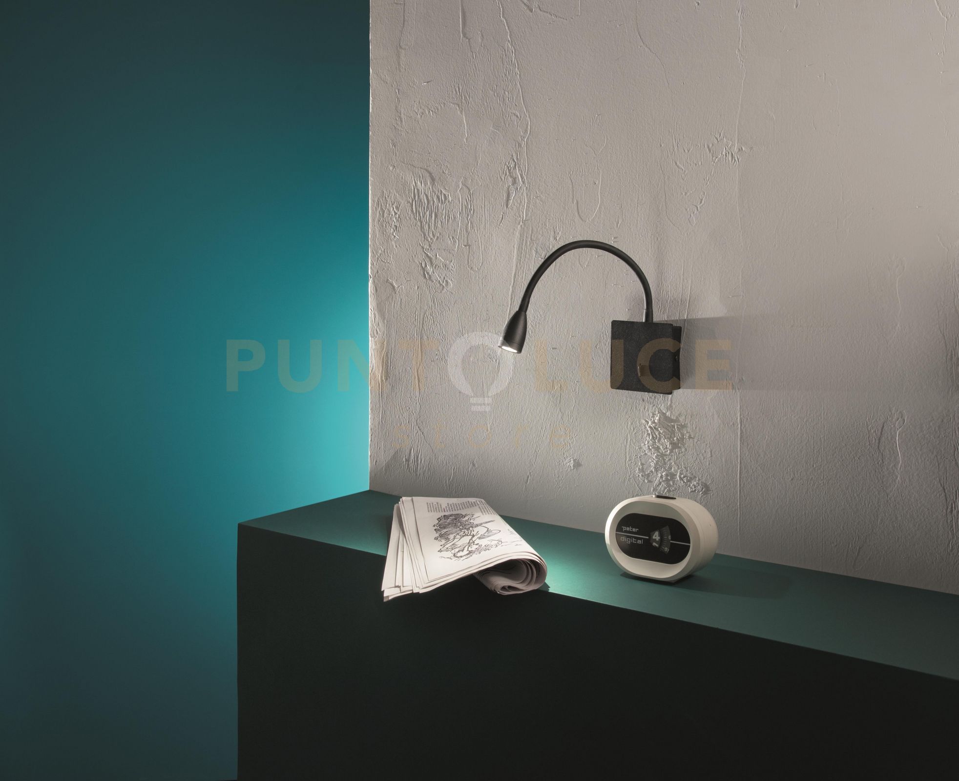 foto del prodotto applique fall a led nero luce direzionale 3000k 270lm 3w