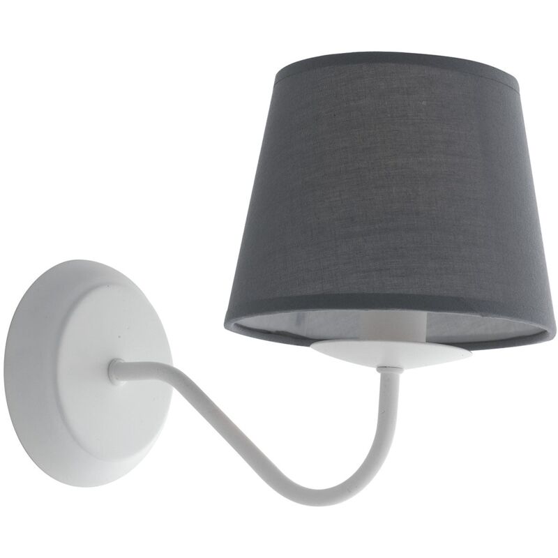 foto del prodotto applique favola in metallo bianco con paralume in tessuto 
