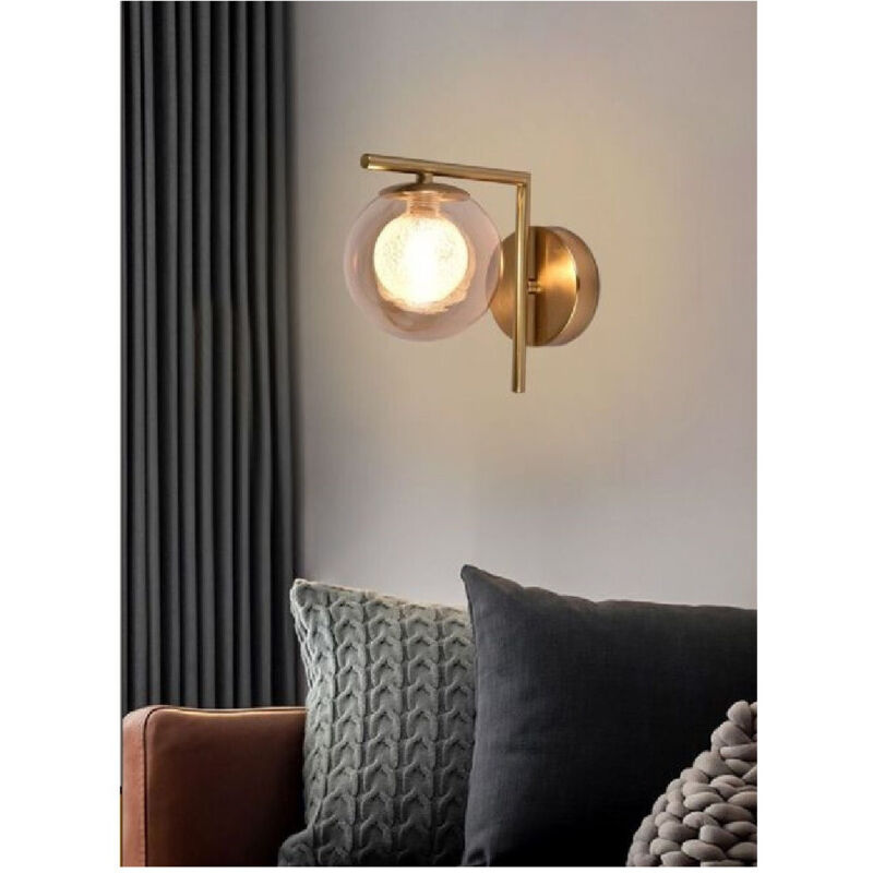 foto del prodotto applique g9 lampada da parete design retr in metallo vetro rotondo bronzo e79 trade shop traesio