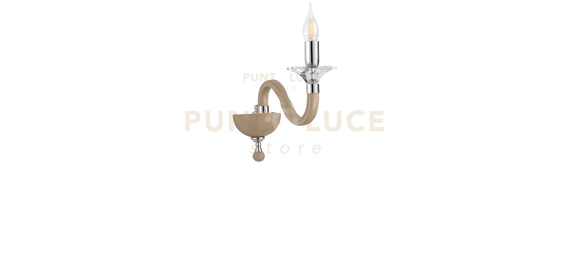 foto del prodotto applique gala 1 luci attacco e14 tortora e cromo h.29cm
