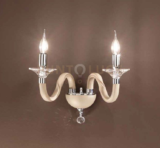 foto del prodotto applique gala 2 luci attacco e14 tortora e cromo l.37cm