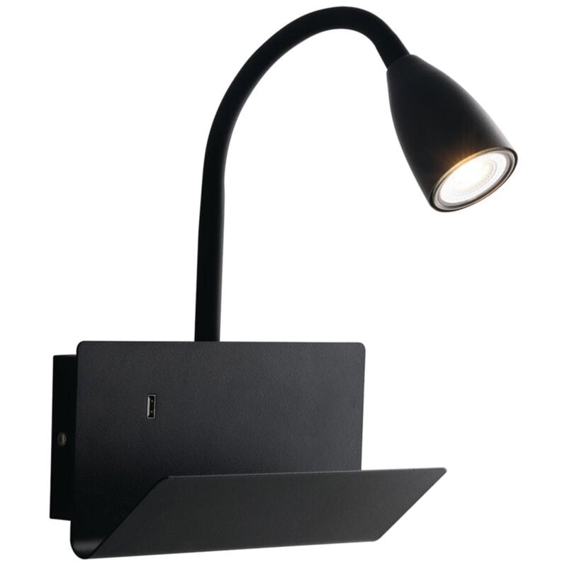 foto del prodotto applique gulp in metallo nero con braccio flessibile 