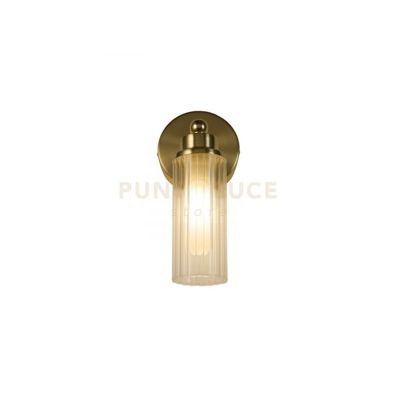 foto del prodotto applique imperial 1lt, metallo ottone satinato e vetro trasparente a coste