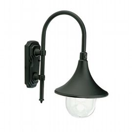 foto del prodotto applique in alluminio pressofuso con diffusore trasparente altezza max lampada 150mm potenza massima 60w nero