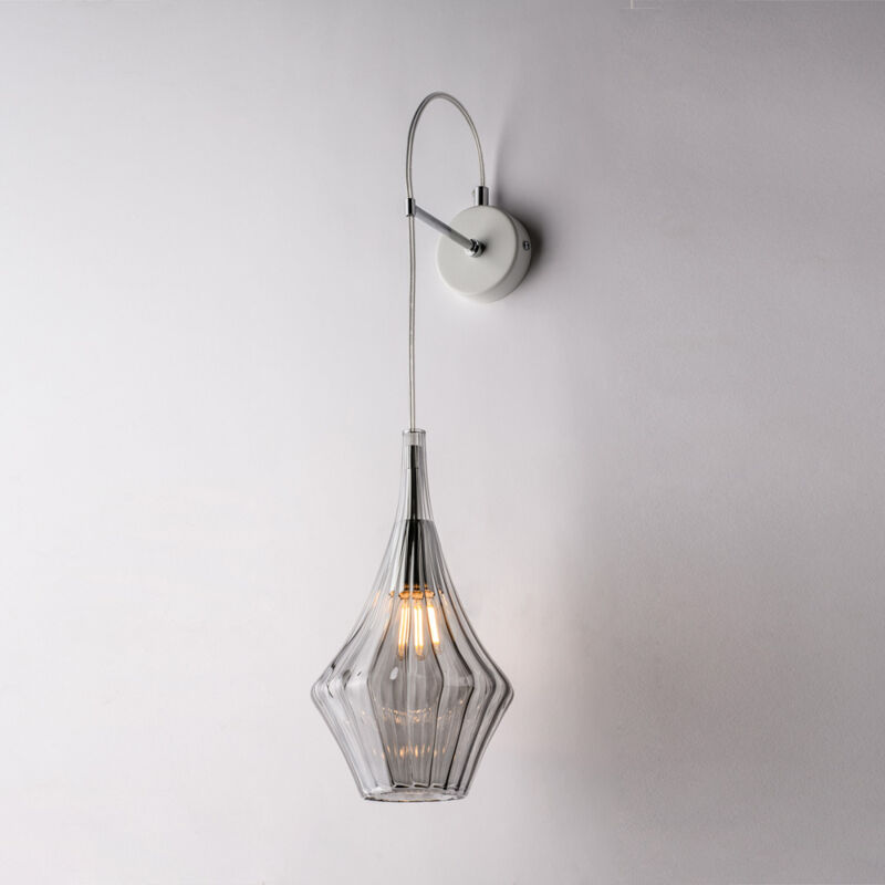 foto del prodotto applique in ferro con vetro grigio pyrex 1 luce zeus