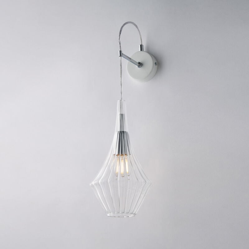 foto del prodotto applique in ferro con vetro trasparente pyrex 1 luce zeus