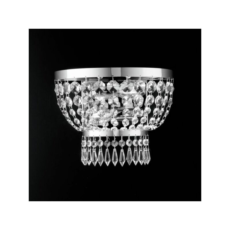 foto del prodotto applique in ferro e ottone cromato con strass 2 luci mozart