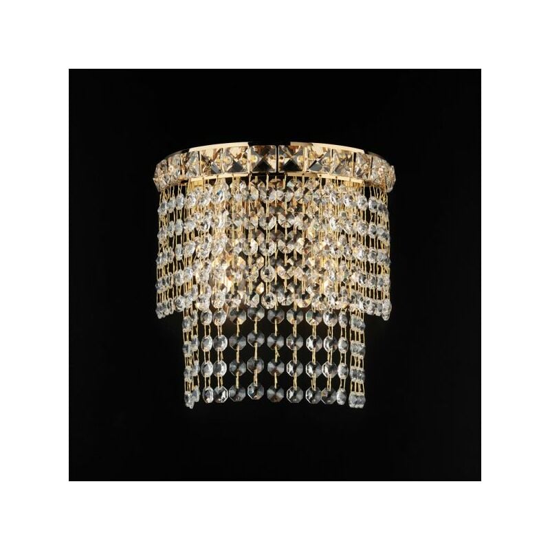 foto del prodotto applique in ferro e ottone dorato con strass 2 luci wagner