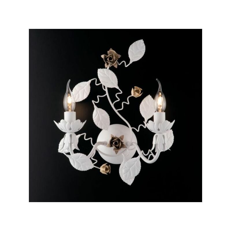foto del prodotto applique in ferro laccato bianco shabby 2 luci bella