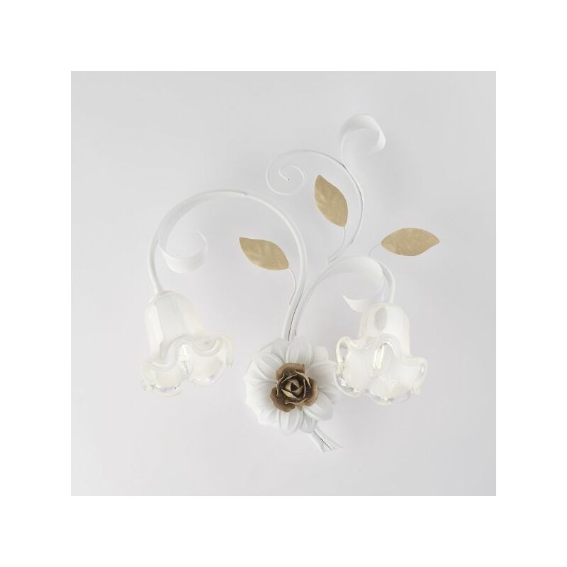 foto del prodotto applique in ferro laccato bianco shabby 2 luci cesto