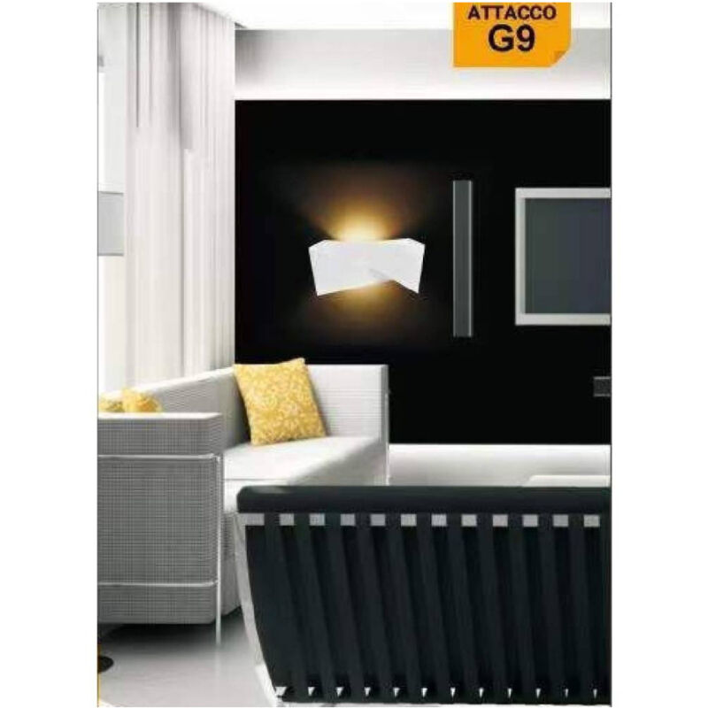 foto del prodotto applique in gesso con forma asimetrica doppia emissione luce g9 da parete gs e73 trade shop traesio