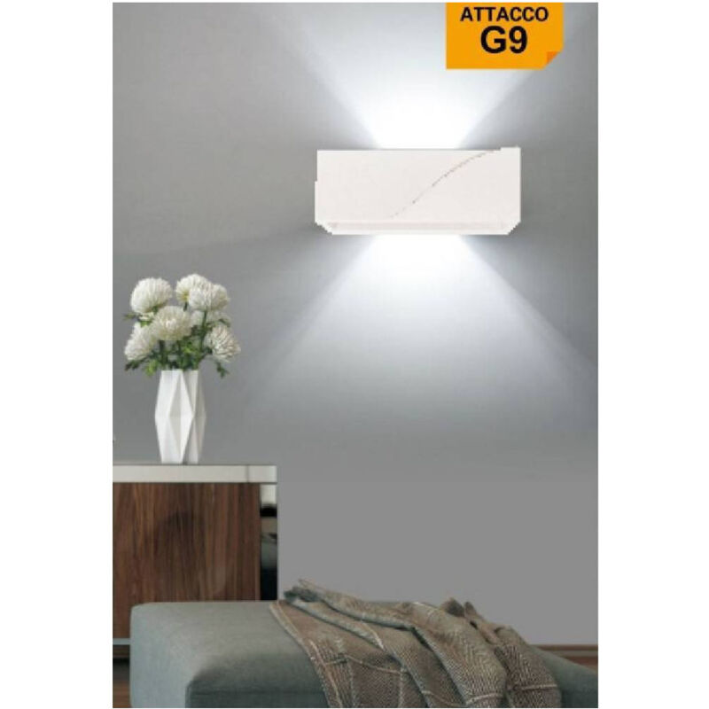 foto del prodotto applique in gesso rettangolare intaglio doppia luce led attacco g9 parete gs e78 trade shop traesio