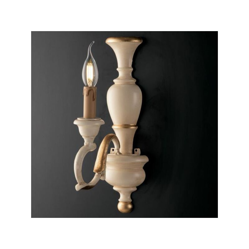 foto del prodotto applique in legno avorio e foglia oro 1 luce fiorenza