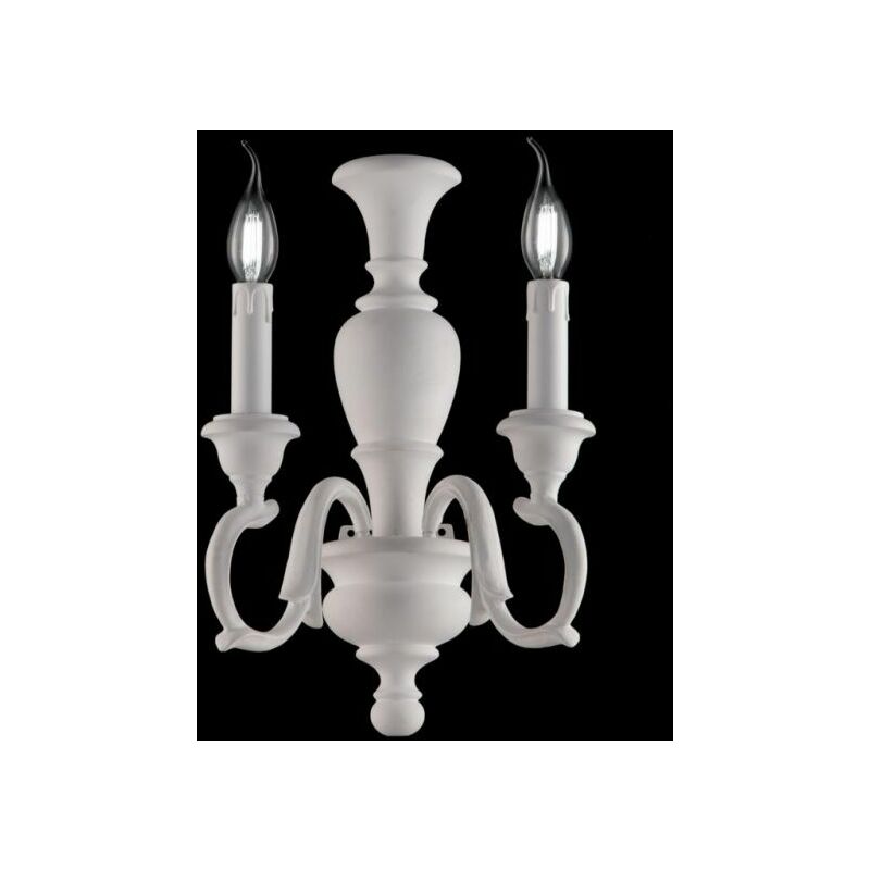 foto del prodotto applique in legno bianco shabby 2 luci fiorenza