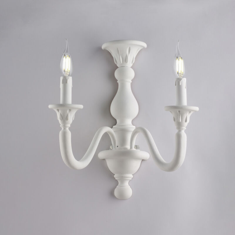 foto del prodotto applique in legno bianco shabby 2 luci lucca