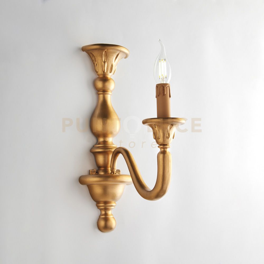foto del prodotto applique in legno oro antico 1 luce lucca