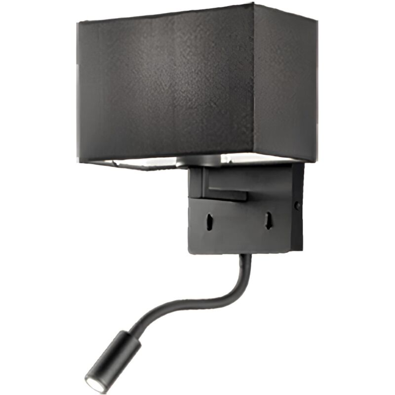 foto del prodotto applique in metallo 21 cm nero con paralume e spot a led orientabile shadow