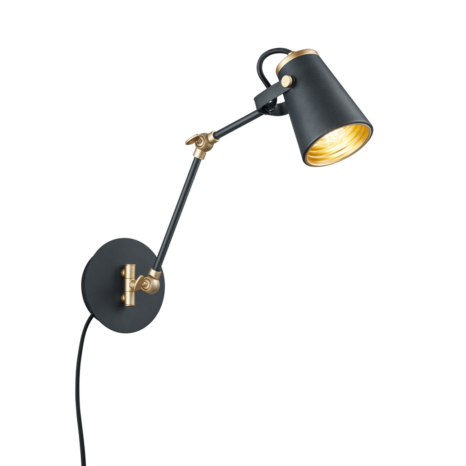 foto del prodotto applique in metallo nero e oro edward trio