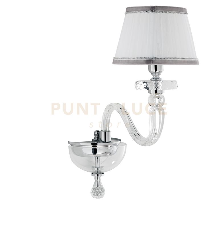 foto del prodotto applique in vetro bach 1 luce ap.bach 1cp cr cromo con paralumi
