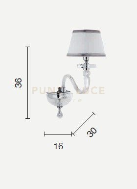 foto del prodotto applique in vetro bach 1 luce ap.bach cp oro dorato con paralumi