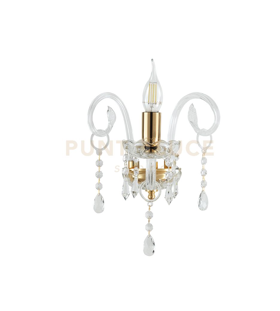 foto del prodotto applique in vetro e cristallo maria teresa oro 1 luce ap.mt 1l6