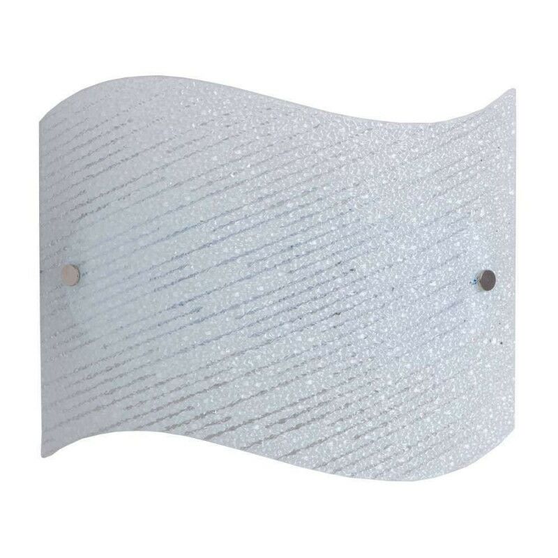 foto del prodotto applique in vetro lastra graniglia bianco finali in cromo 31x9xh.25 cm