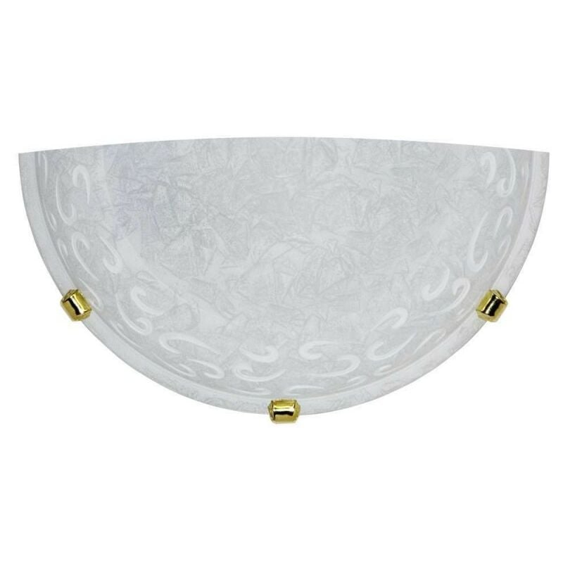 foto del prodotto applique in vetro screpolato bianco con ganci in oro diam. 30 xh.15 cm