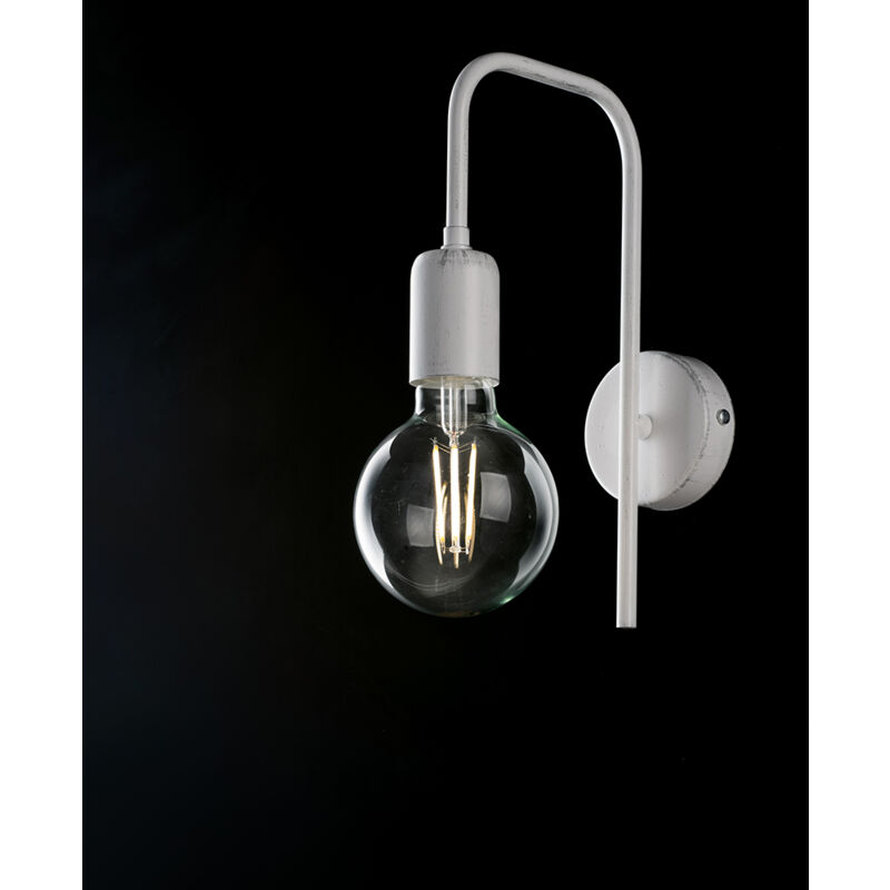 foto del prodotto applique industrial 1 luce ferro bianco e argento serie loft