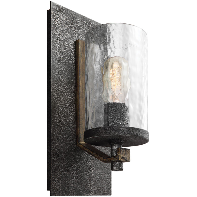 foto del prodotto applique industrial angelo acciaio metallo grigio vetro grigio 1 luce e27