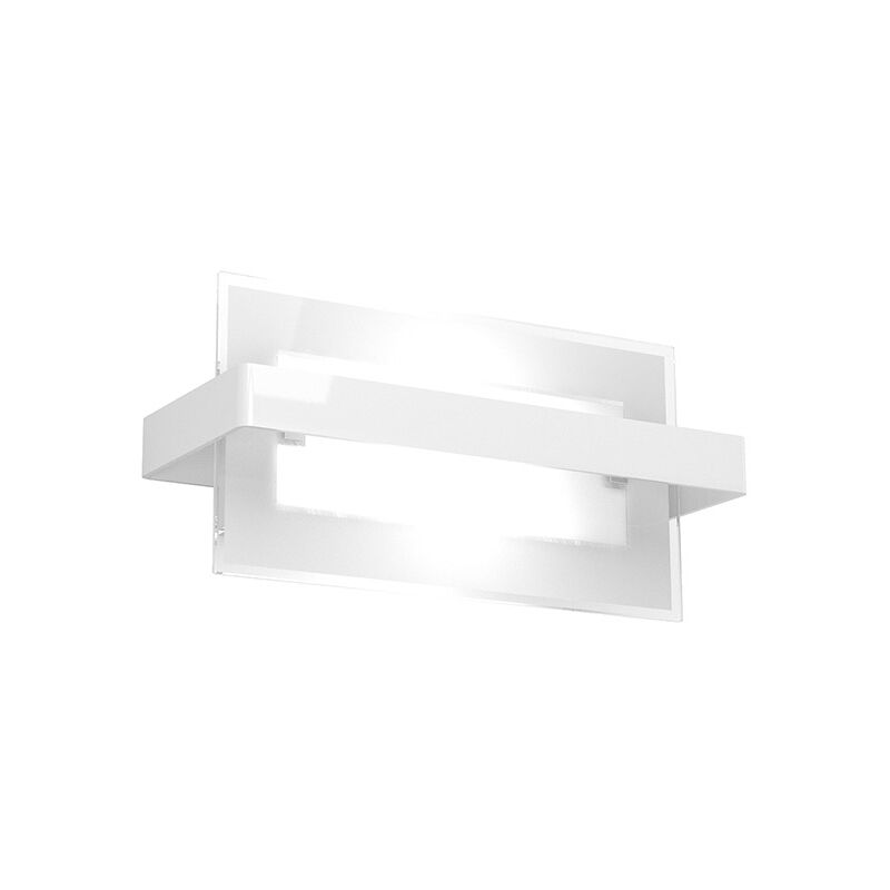 foto del prodotto applique industrial minimal cross metallo bianco vetro 2 luci e27 29cm