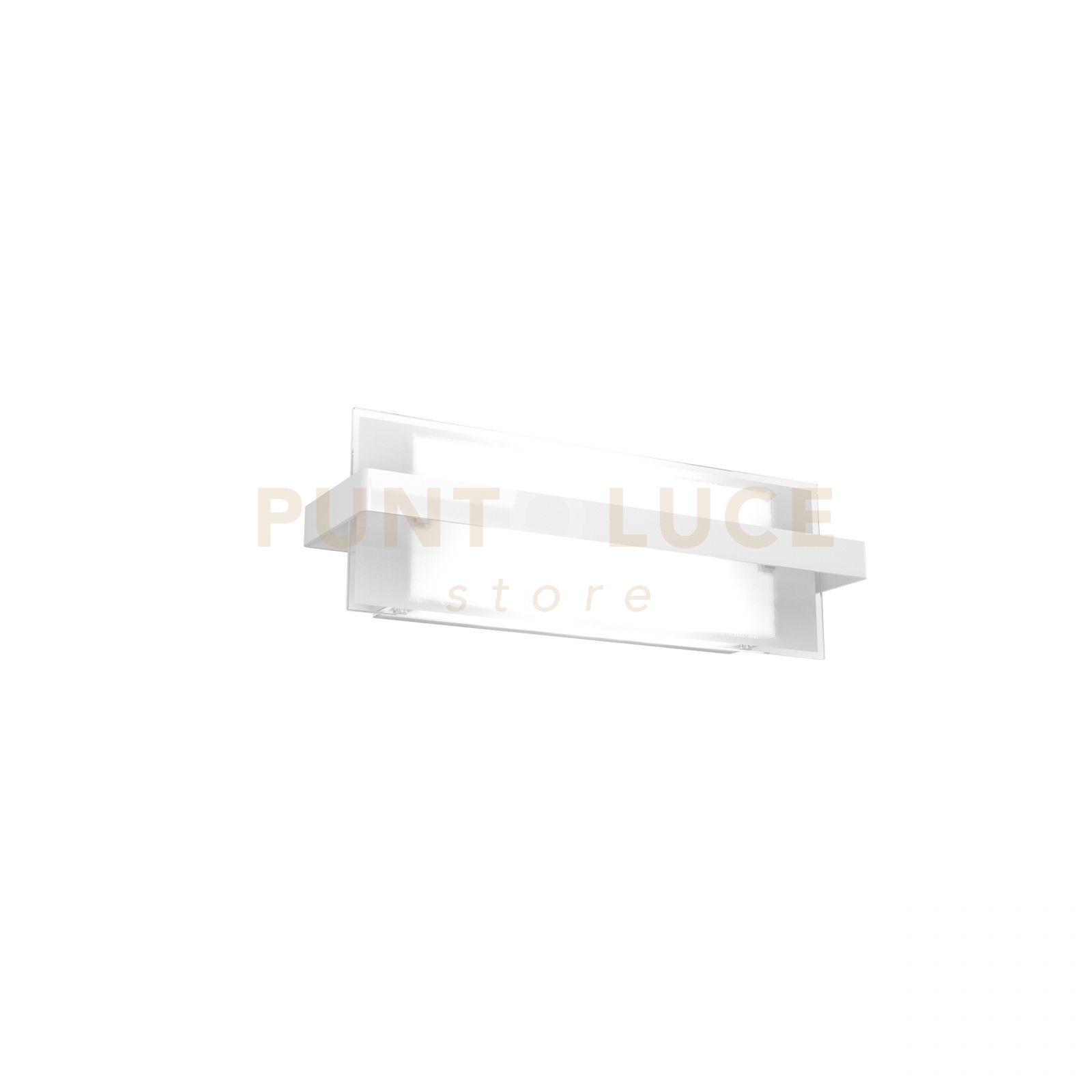 foto del prodotto applique industrial minimal cross metallo bianco vetro 2 luci e27 44cm