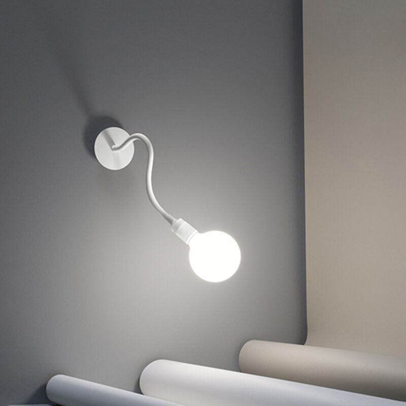 foto del prodotto applique industrial minimal nordico bulbo metallo bianco 1 luce e27