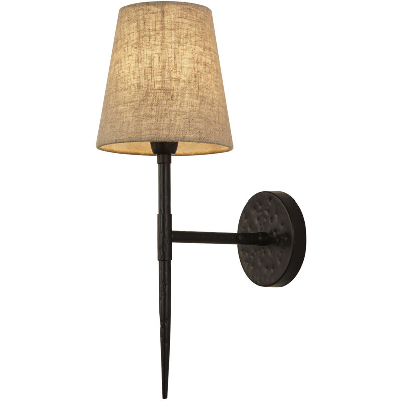 foto del prodotto applique industrial nordico gotico acciaio nero tessuto 1 luce e14