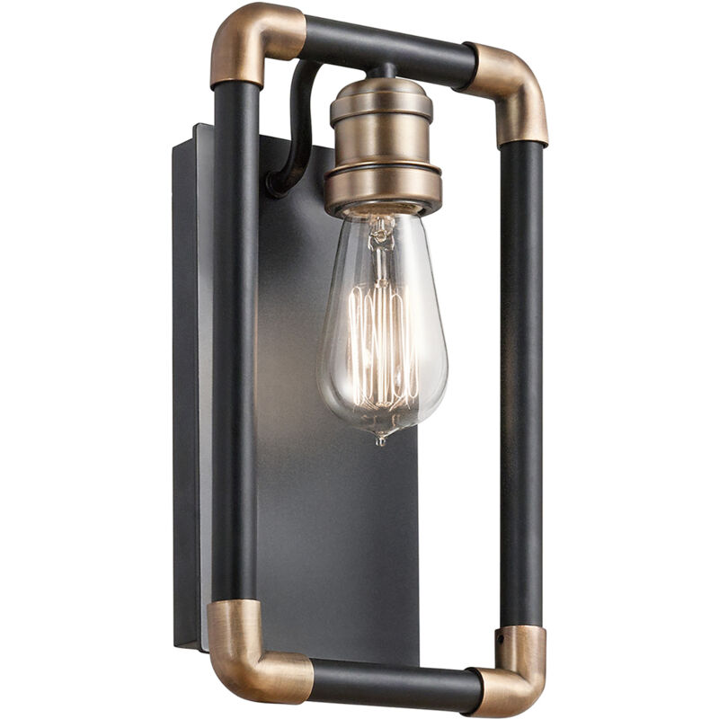 foto del prodotto applique industrial nordico imahn acciaio nero ottone 1 luce e27