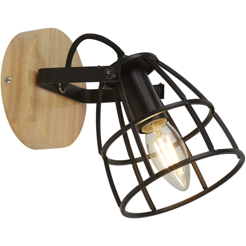 foto del prodotto applique industrial nordico visione acciaio nero marrone 1 luce e14
