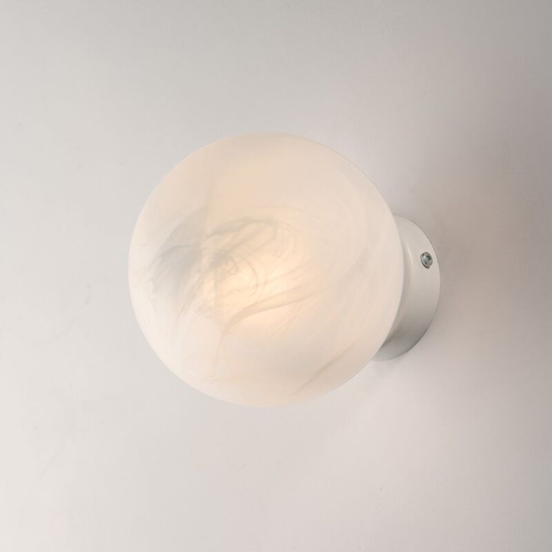 foto del prodotto applique industrial olaf in ferro laccato bianco e vetro 1 luce