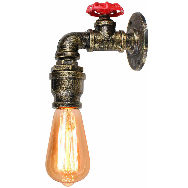 foto del prodotto applique interno, industriale stile lampada da parete in metallo, creativo illuminazione tubo dell acqua steampunk e27 per camera da letto cucina