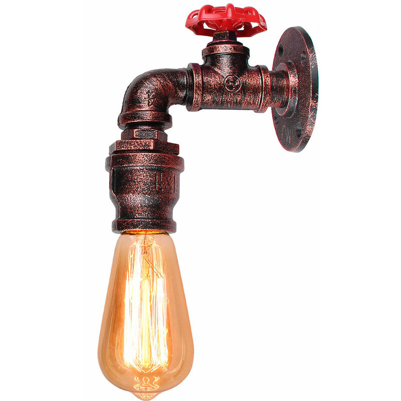 foto del prodotto applique interno, industriale stile lampada da parete in metallo, creativo illuminazione tubo dell acqua steampunk e27 per camera da letto cucina