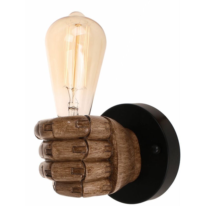 foto del prodotto applique interno, vintage industriale stile lampada da parete in resina, creativo applique candelabro pugno con supporto edison e27 per camera da
