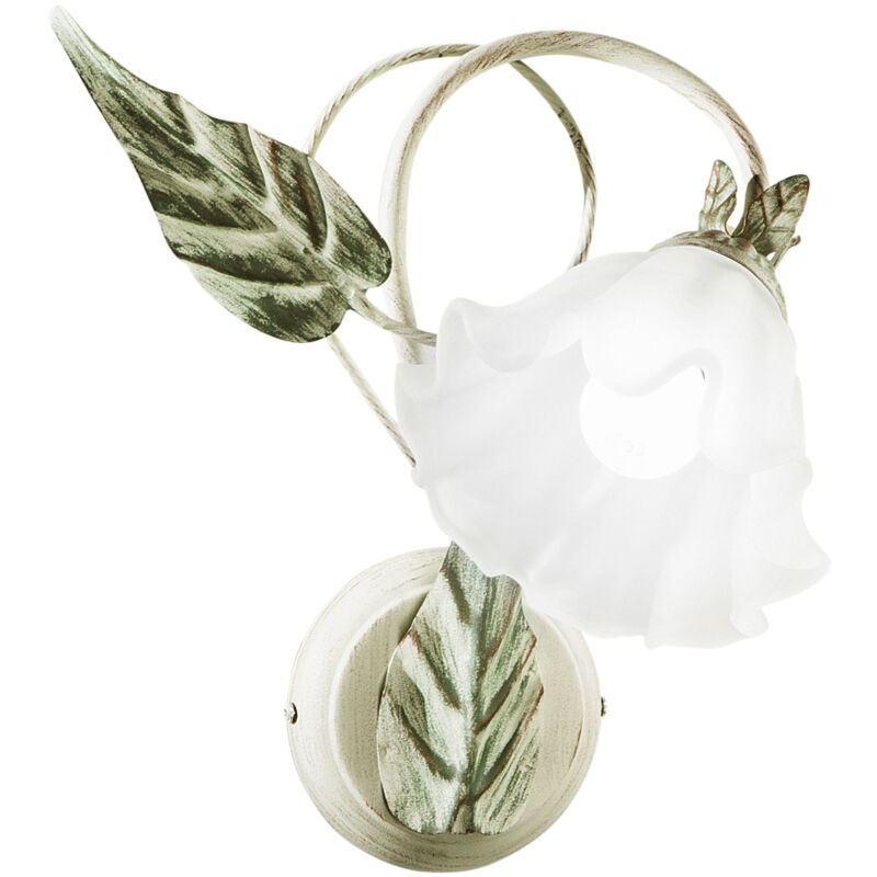 foto del prodotto applique isottain metallo avorio e diffusore in vetro bianco avorio