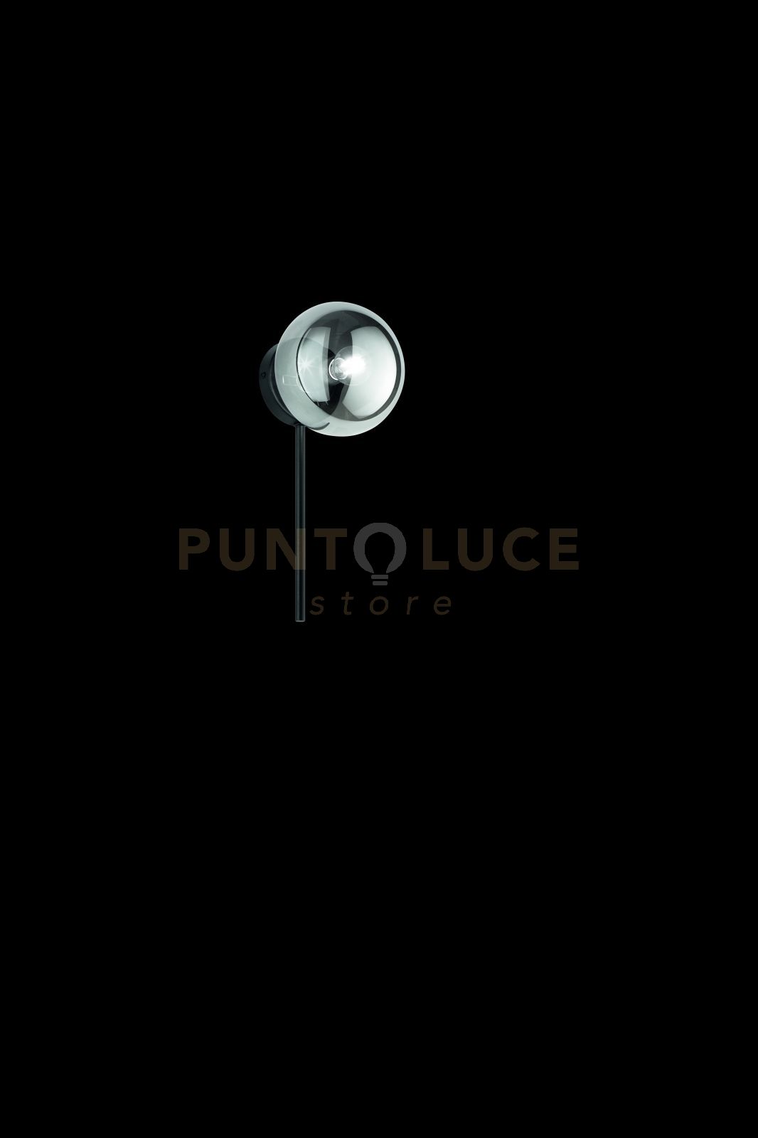 foto del prodotto applique jewel nero 1 luce attacco e14 vetro fume d.15cm h.32cm