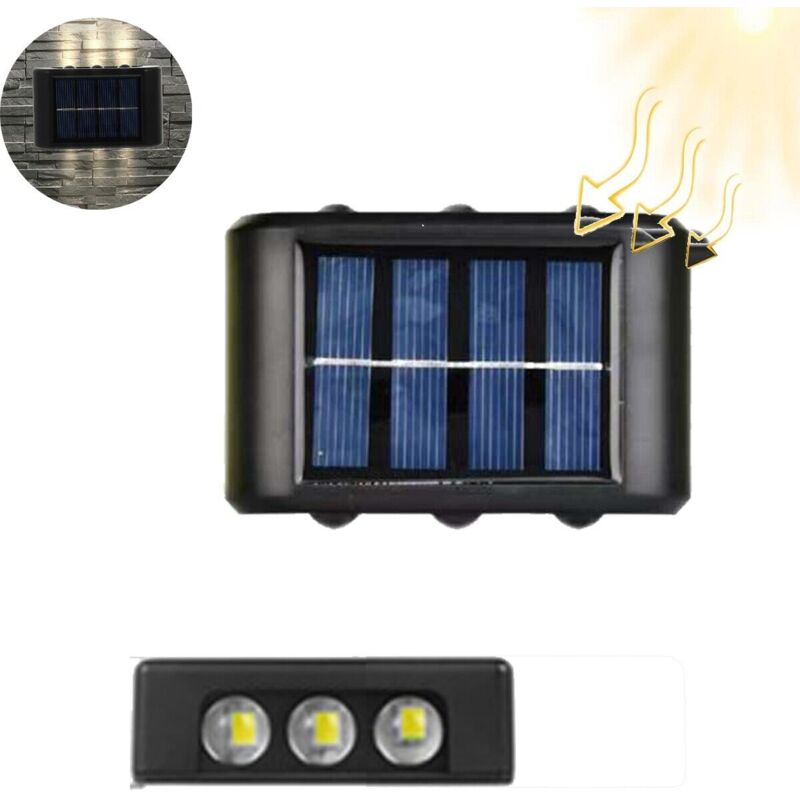 foto del prodotto applique lampada 12 led muro parete solare ip65 bidirezionale giardino te b0567