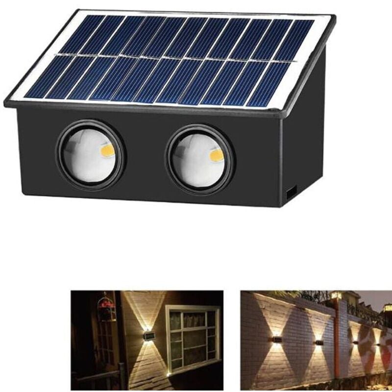 foto del prodotto applique lampada 4 led muro parete solare ip65 bianco caldo giardino te b0572
