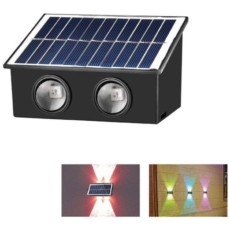 foto del prodotto applique lampada 4 led muro parete solare ip65 rgb giardino te b0573